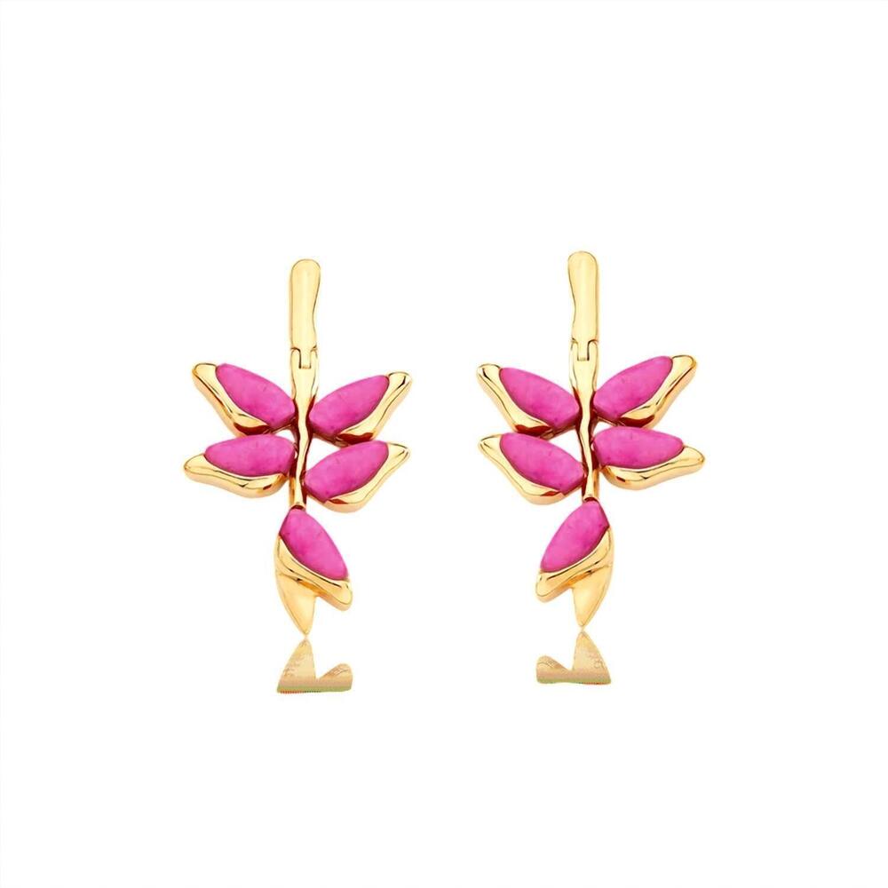 NEW AYLA women's heliconia earrings in gold/pink